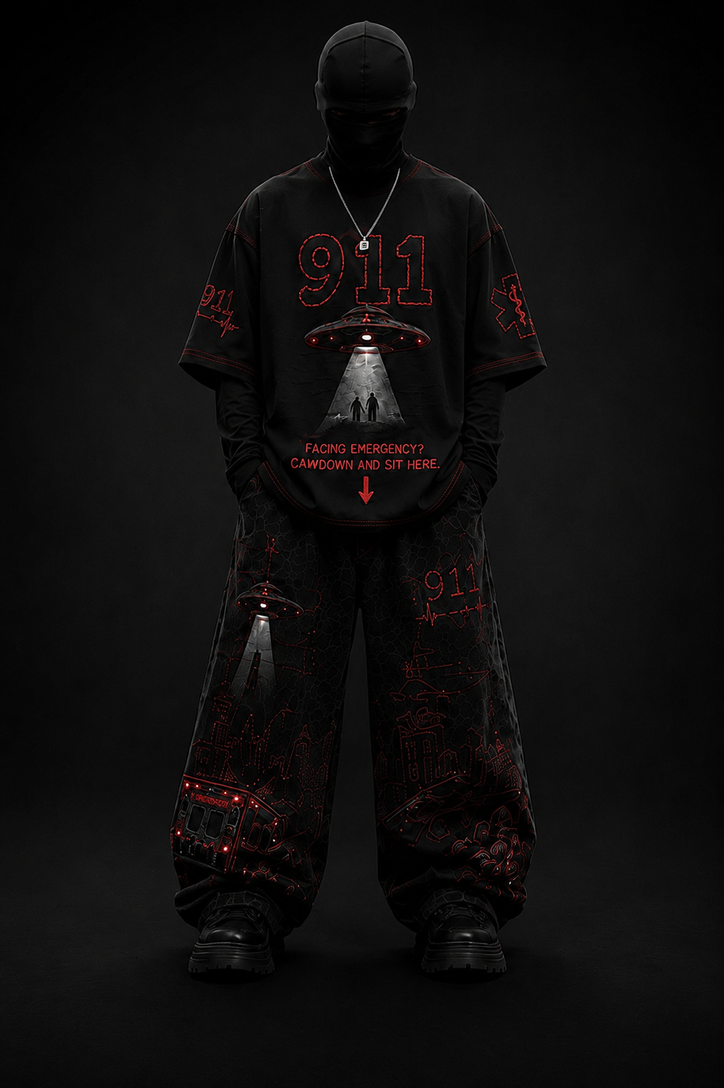 911 EMERGENCY™ Gen-Z Oversized Combo | Black & Red Edition
