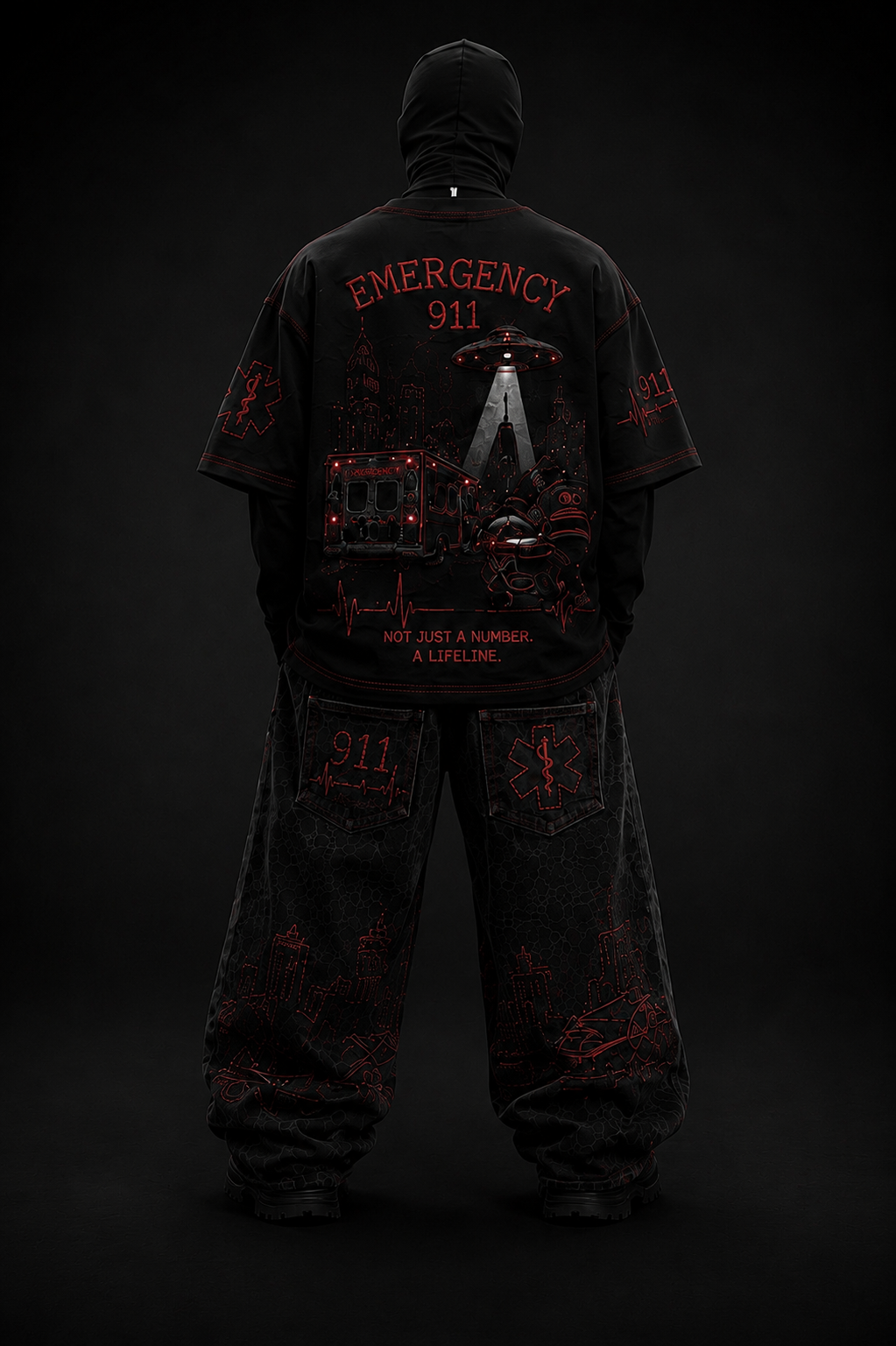 911 EMERGENCY™ Gen-Z Oversized Combo | Black & Red Edition