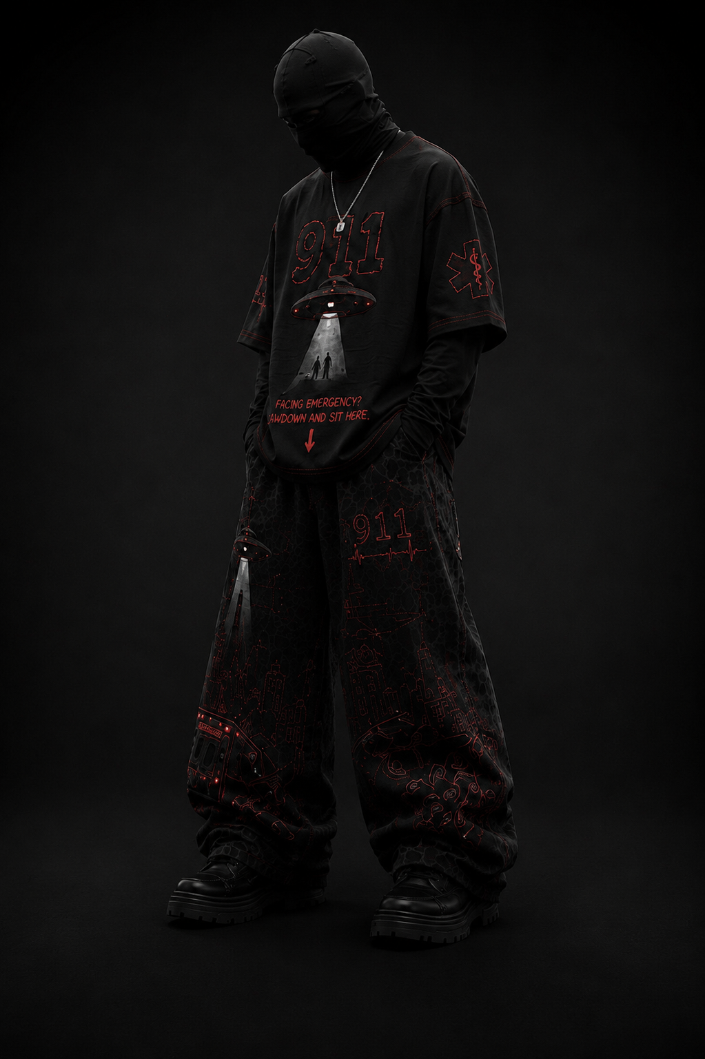 911 EMERGENCY™ Gen-Z Oversized Combo | Black & Red Edition