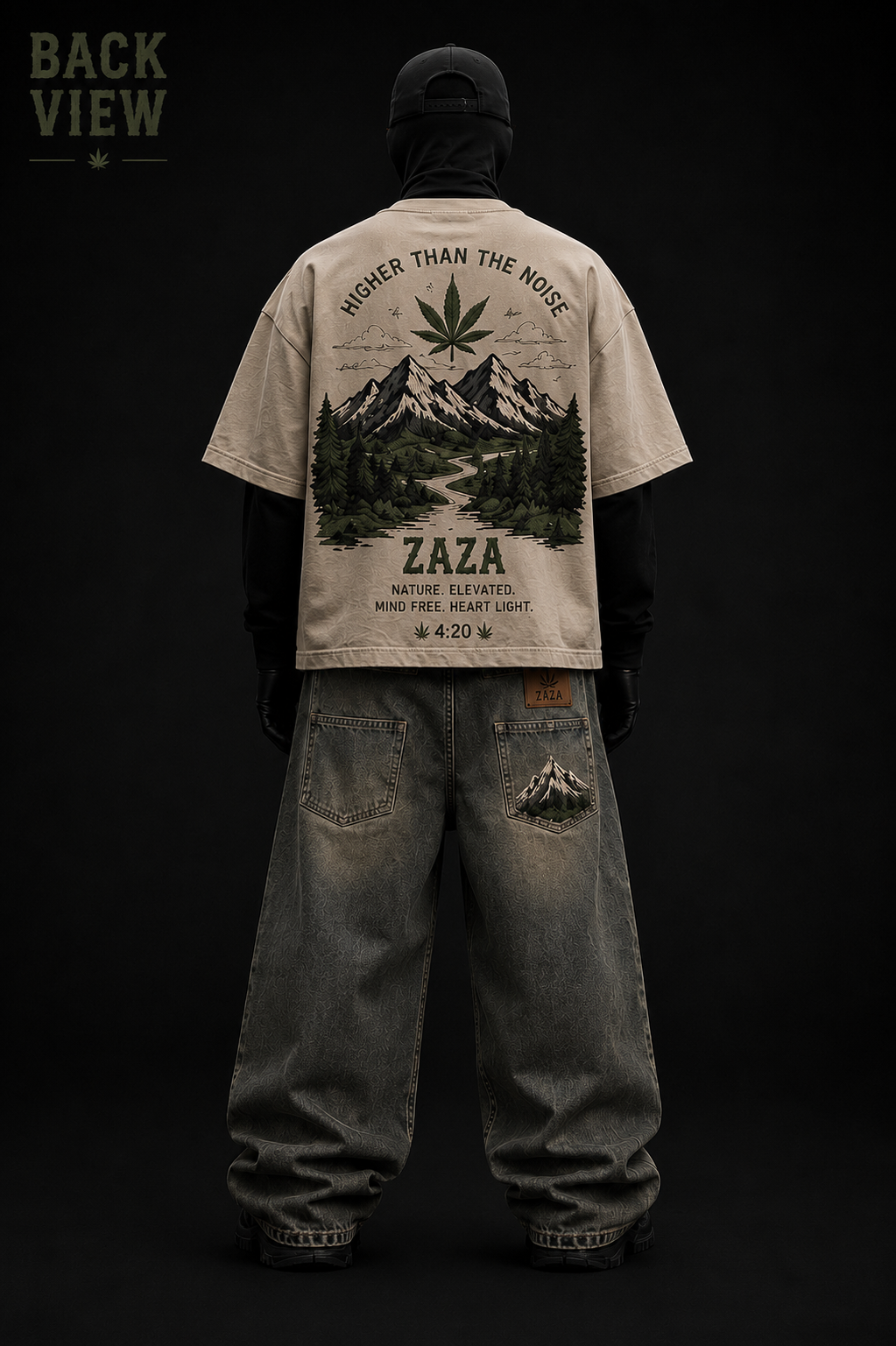 911 ZAZA™ Oversized Drop Shoulder T-Shirt + Baggy Jeans Combo | Nature's Finest Edition