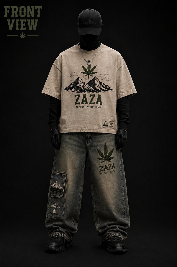 911 ZAZA™ Oversized Drop Shoulder T-Shirt + Baggy Jeans Combo | Nature's Finest Edition