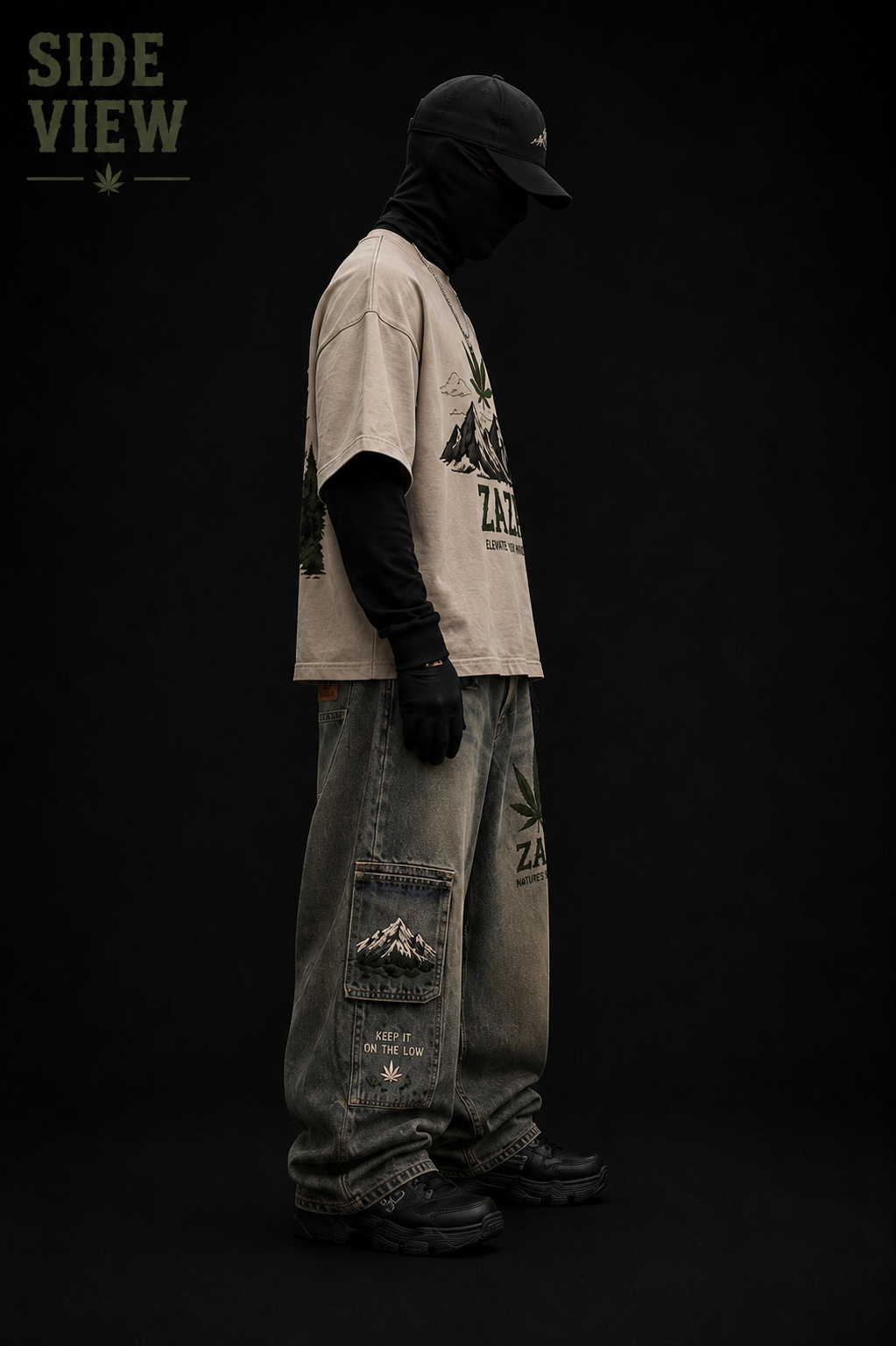 911 ZAZA™ Oversized Drop Shoulder T-Shirt + Baggy Jeans Combo | Nature's Finest Edition