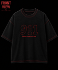 911 Emergency Stitch Oversized Drop Shoulder T-Shirt – Black Edition