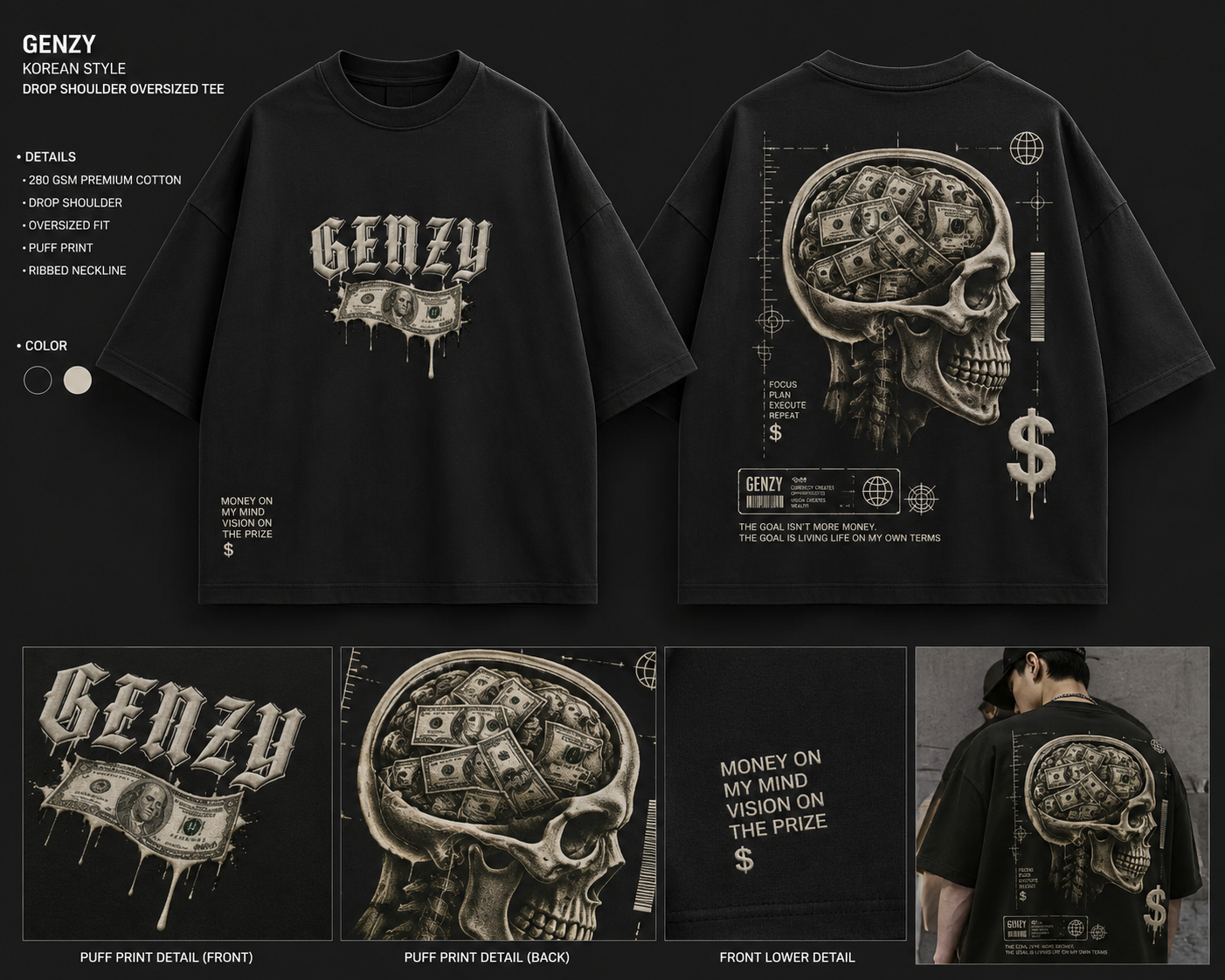 Money Mindset Oversized Graphic T-Shirt | 280 GSM Premium Cotton Drop Shoulder Streetwear Tee