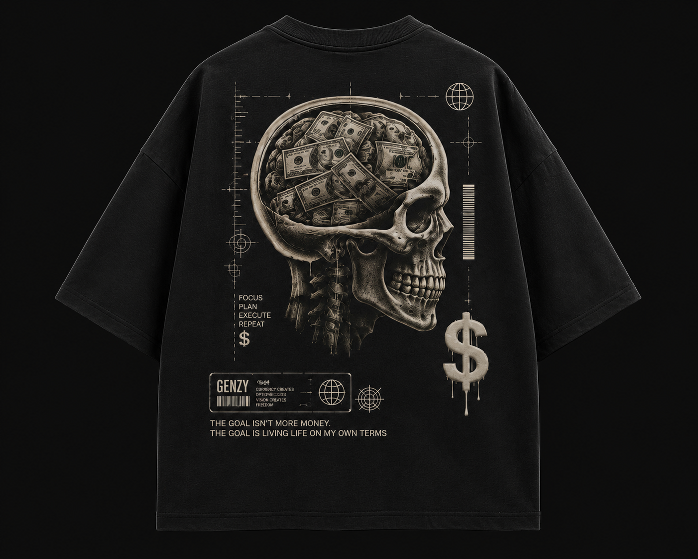 Money Mindset Oversized Graphic T-Shirt | 280 GSM Premium Cotton Drop Shoulder Streetwear Tee