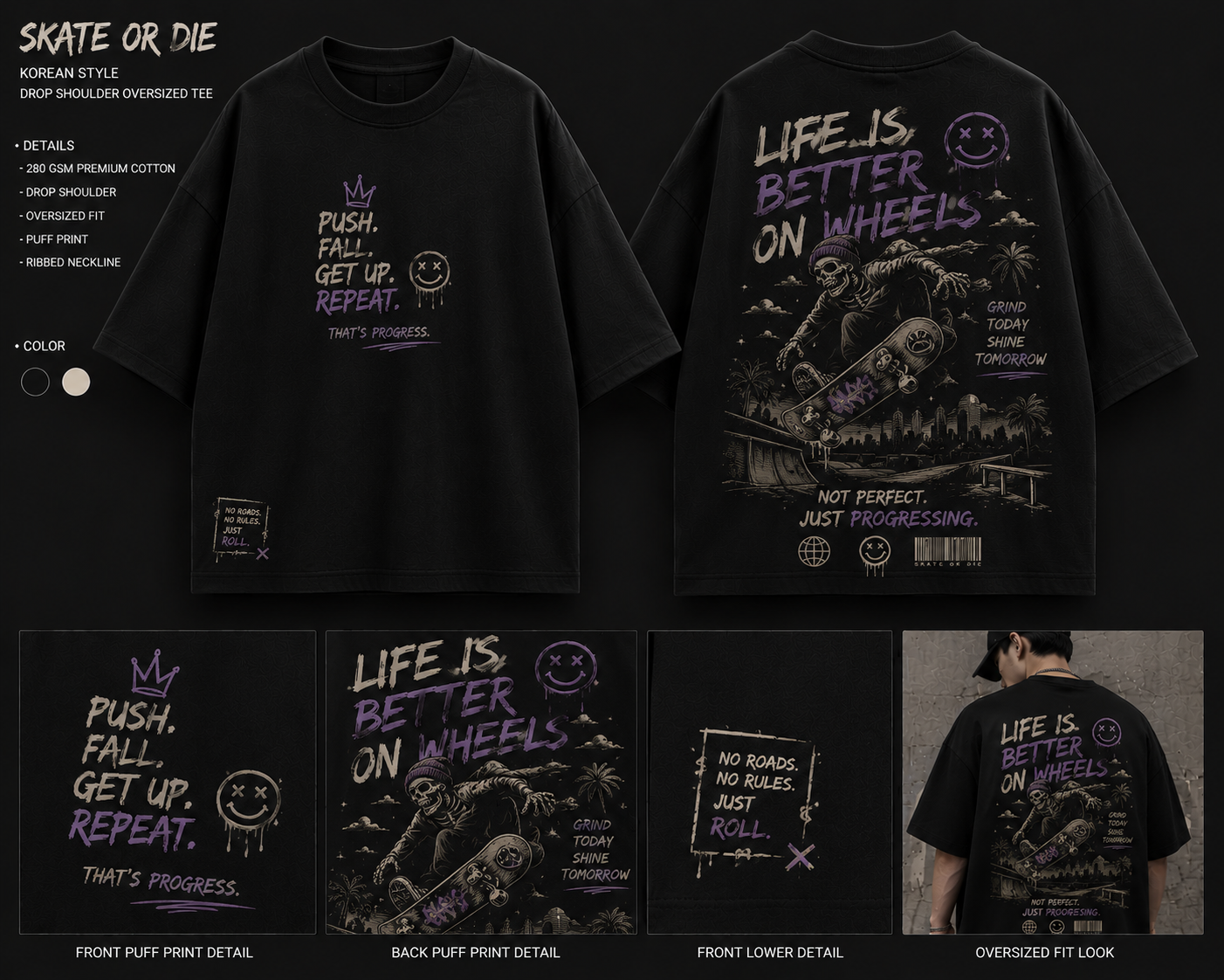 Skate or Die Oversized Graphic T-Shirt – Premium Streetwear Tee