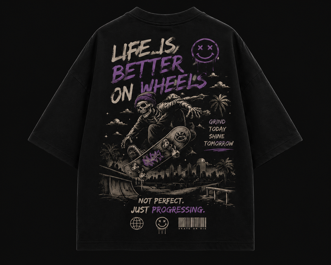 Skate or Die Oversized Graphic T-Shirt – Premium Streetwear Tee