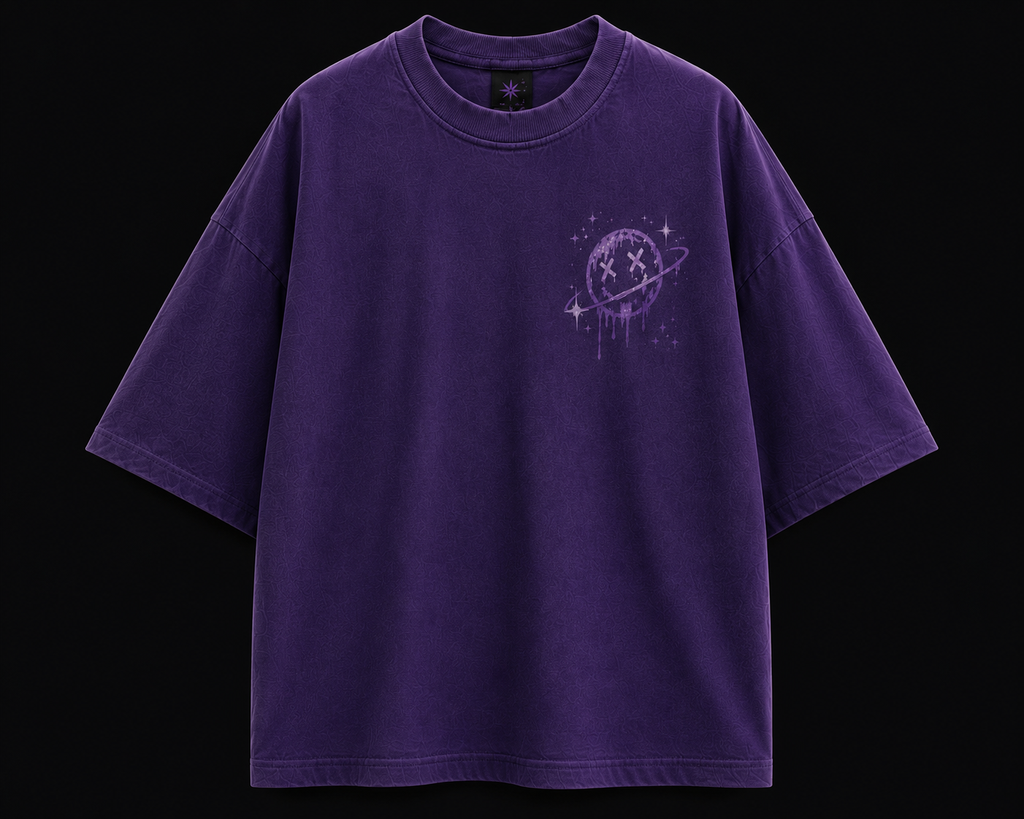 911 Purple Galaxy Oversized Drop Shoulder T-Shirt