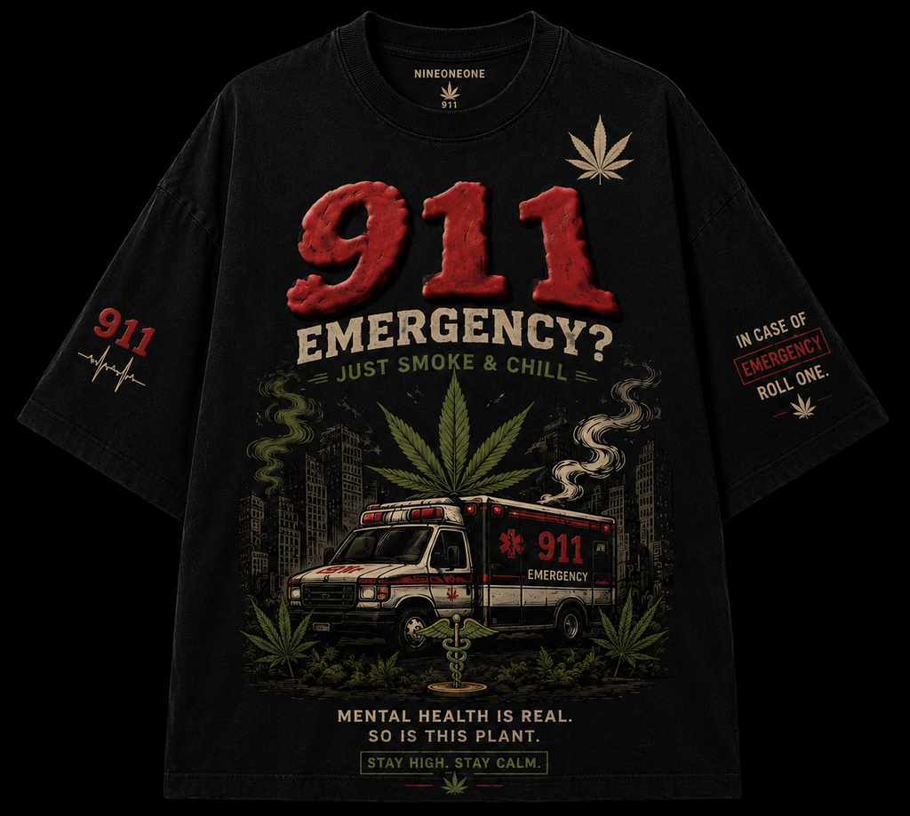 911 Emergency Response Puff Print Tee – Black