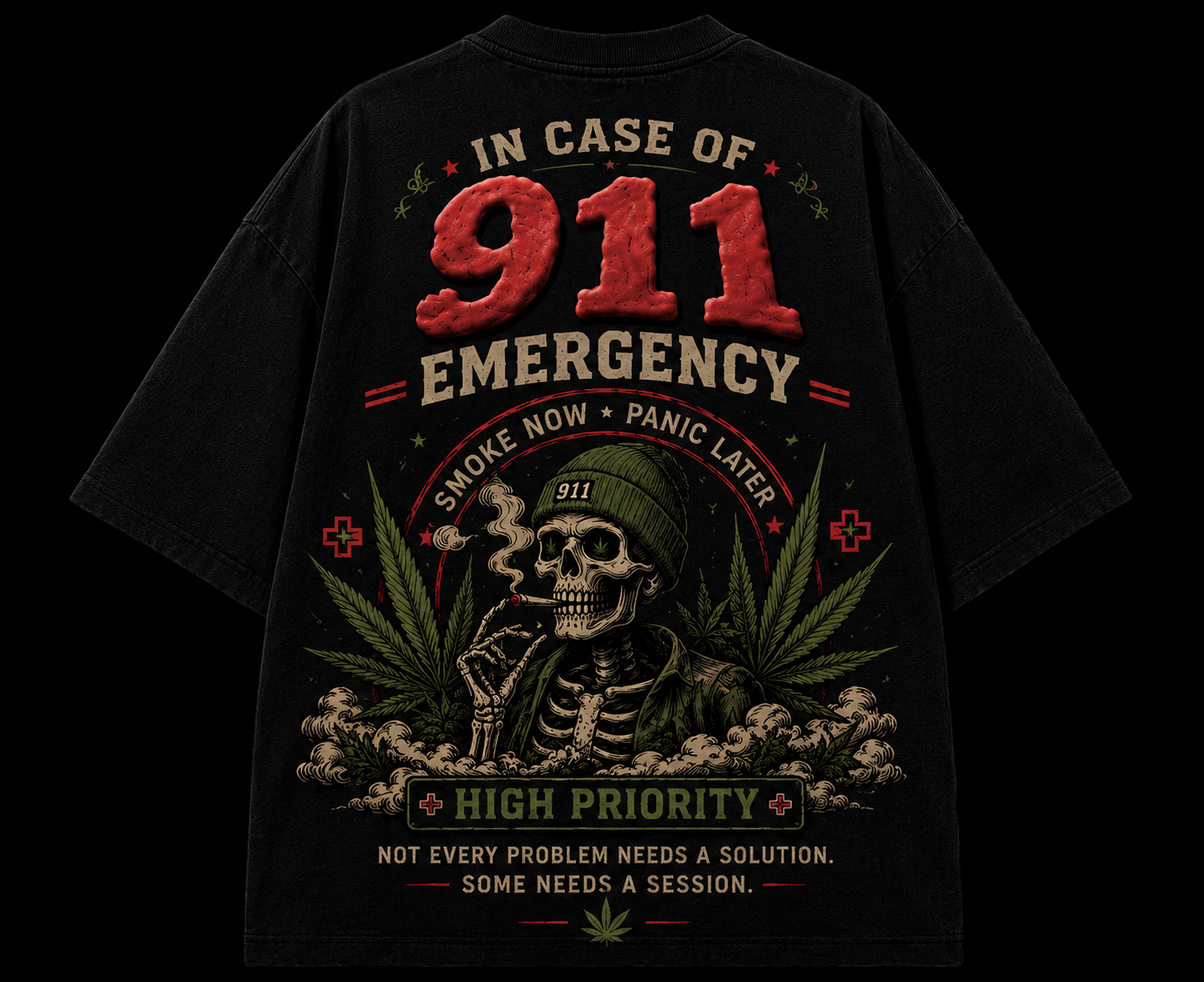 911 Emergency Response Puff Print Tee – Black