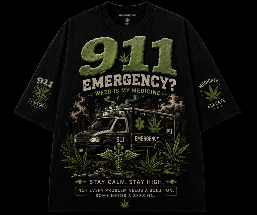 911 Weed Is My Medicine Puff Print T-Shirt
